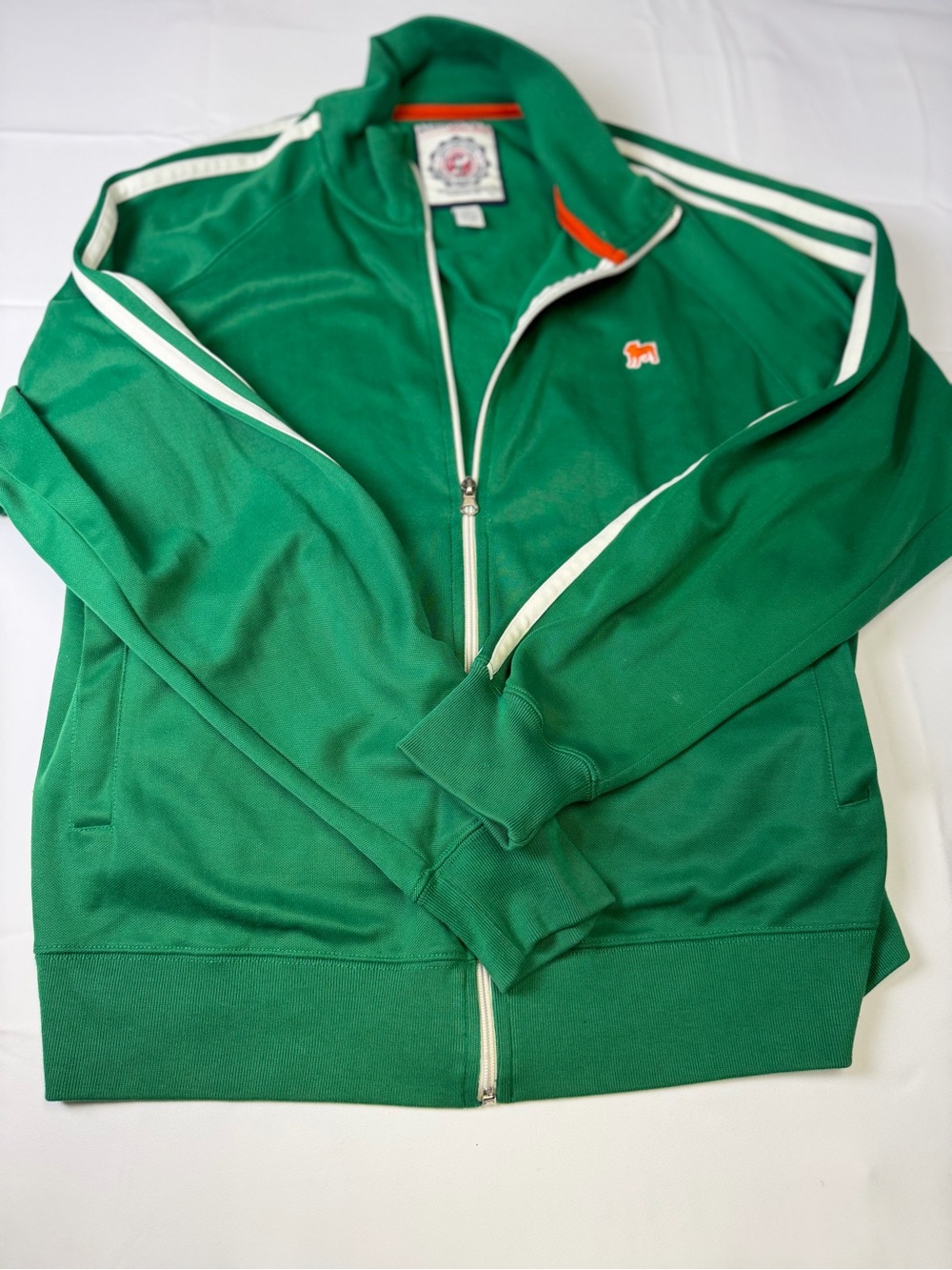 Vintage Style Aeropostale Green Track Jacket with White Trim Accent XL